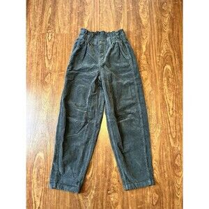 American Eagle Corduroy Barrel Leg Pants Size 000 Blue Green Stretch Y2K Baggy
